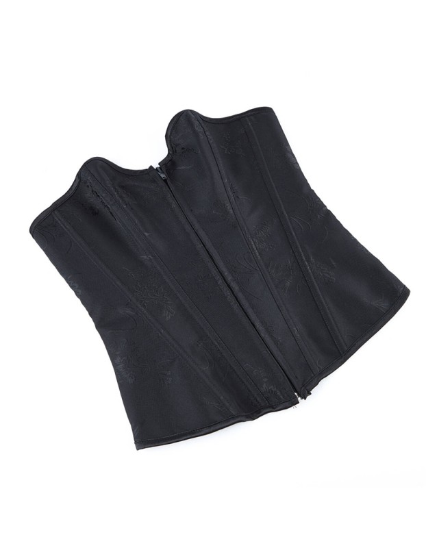 Black Green Jacquard Sexy Corset Top Overbust Lace Up Boned Bustier Front Zip Korset Gothic Women Slim Corselet CQG6636
